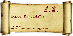 Lopos Marcián névjegykártya